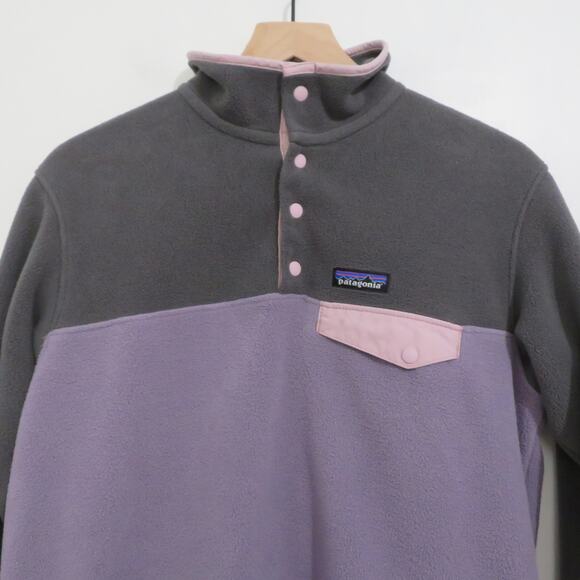 Patagonia Synchilla Womens Sz M Purple Gray Snap T Fleece Pullover Retro Style - Picture 3 of 6
